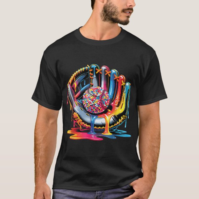 Ice Cream Drip Baseball Stuff Baseball Drip For  T-Shirt (Front)
