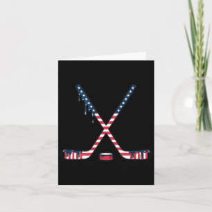 Ice Cream Drip Hockey American Flag Youth Boys Card