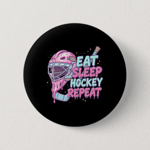 Ice Cream Drip Hockey Goalie Mask Eat Sleep Hockey 2 Inch Round Button