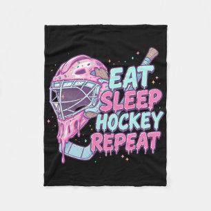 Ice Cream Drip Hockey Goalie Mask Eat Sleep Hockey Fleece Blanket