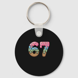 Ice Cream Drip Meme Funny Six Seven 67 Present  Keychain