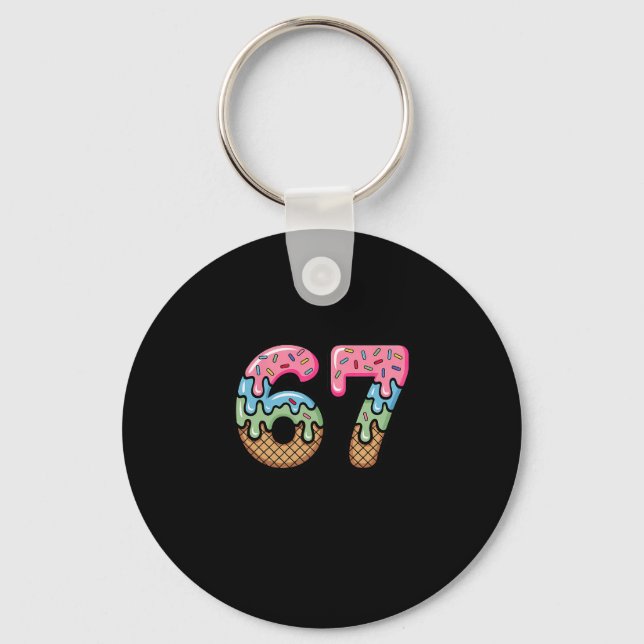 Ice Cream Drip Meme Funny Six Seven 67 Present  Keychain (Front)