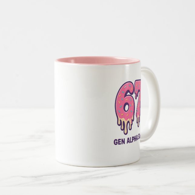 Ice Cream Drip Meme Gen Alpha 67 Two-Tone Coffee Mug (Front Right)