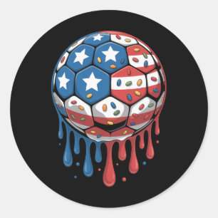 Ice Cream Drip Men Women Game American Usa Flag So Classic Round Sticker