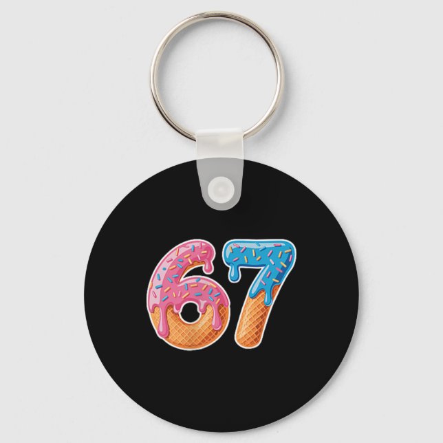 Ice Cream Drip Six Seven 6 7 Meme 67  Keychain (Front)