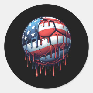 Ice Cream Drip Soccer 4th Of July Boys Kids Footby Classic Round Sticker