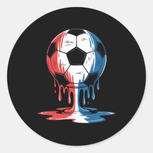 Ice Cream Drip Soccer 4th Of July Boys Kids Footby Classic Round Sticker