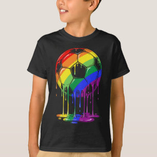 Ice Cream Drip Soccer Rainbow Lesbian Gay Pride Wo T-Shirt