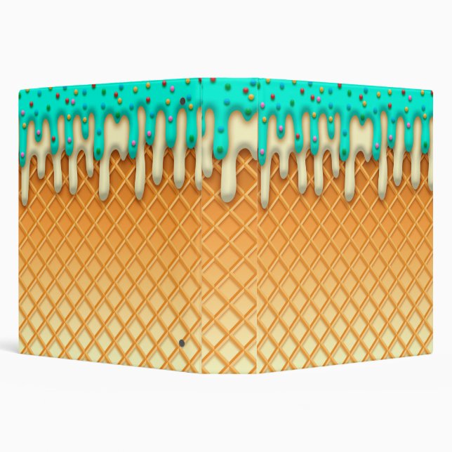 Ice Cream Drip Waffle Cone Mint With Sprinkles Binder (Background)