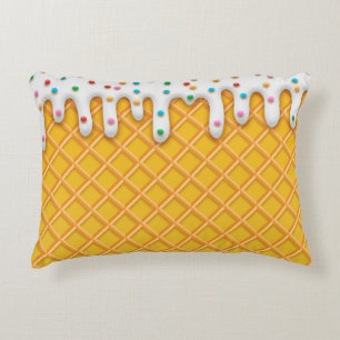 Ice Cream Drip Waffle Cone With Sprinkles Accent Pillow