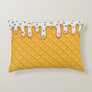 Ice Cream Drip Waffle Cone With Sprinkles Accent Pillow