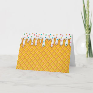 Ice Cream Drip Waffle Cone With Sprinkles Card