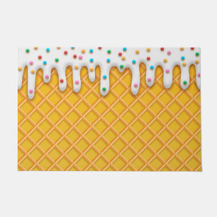 Ice Cream Drip Waffle Cone With Sprinkles Doormat