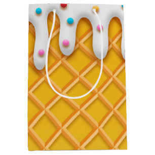 Ice Cream Drip Waffle Cone With Sprinkles Medium Gift Bag