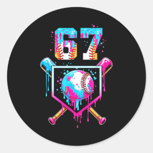 Ice Cream Dripng Boys Baseball Drip Fun 6 7 Six Se Classic Round Sticker