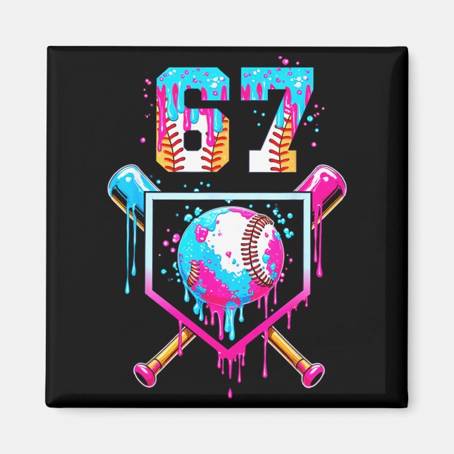 Ice Cream Dripng Boys Baseball Drip Fun 6 7 Six Se Magnet (Front)