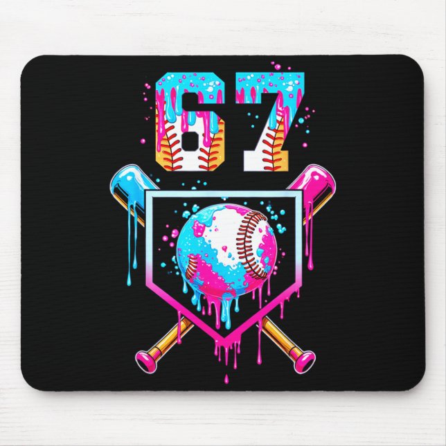 Ice Cream Dripng Boys Baseball Drip Fun 6 7 Six Se Mouse Pad (Front)