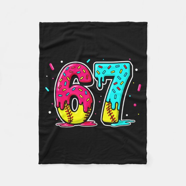 Ice Cream Dripng Softball Drip Funny 6 7 Six Seven Fleece Blanket (Front)