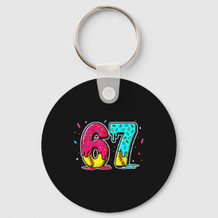Ice Cream Dripng Softball Drip Funny 6 7 Six Seven Keychain