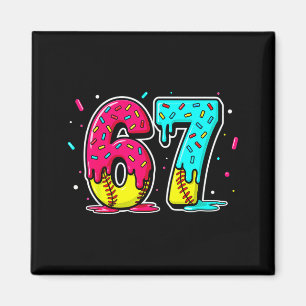 Ice Cream Dripng Softball Drip Funny 6 7 Six Seven Magnet