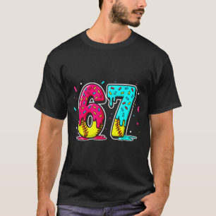 Ice Cream Dripng Softball Drip Funny 6 7 Six Seven T-Shirt