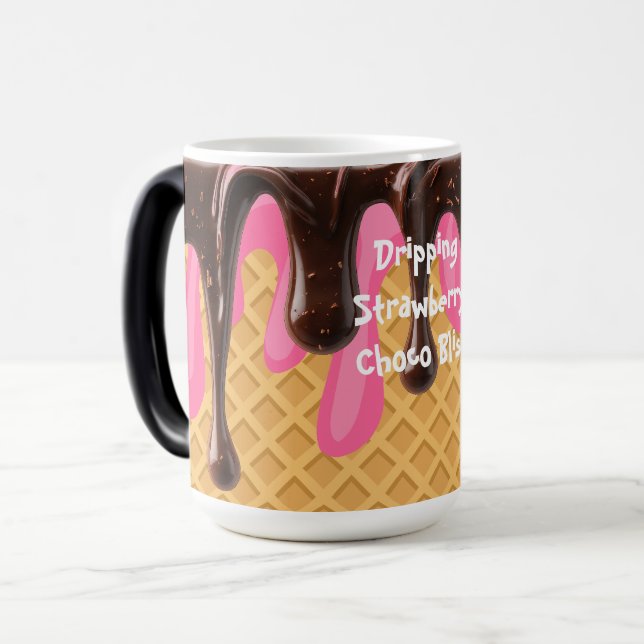 Ice Cream,Dripping Strawberry Choco Bliss Magic Mug (Front Left)