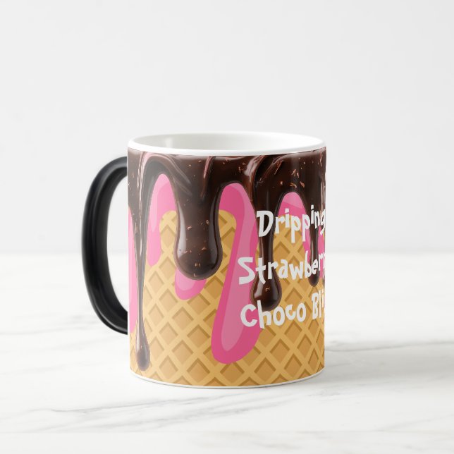 Ice Cream,Dripping Strawberry Choco Bliss Magic Mug (Front Left)