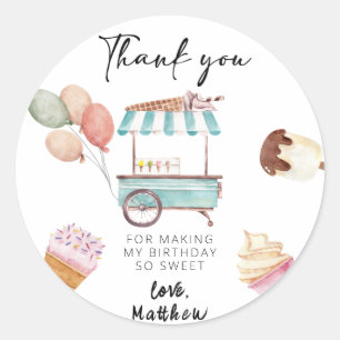Ice Cream Favour Summer birthday Classic Round Sticker