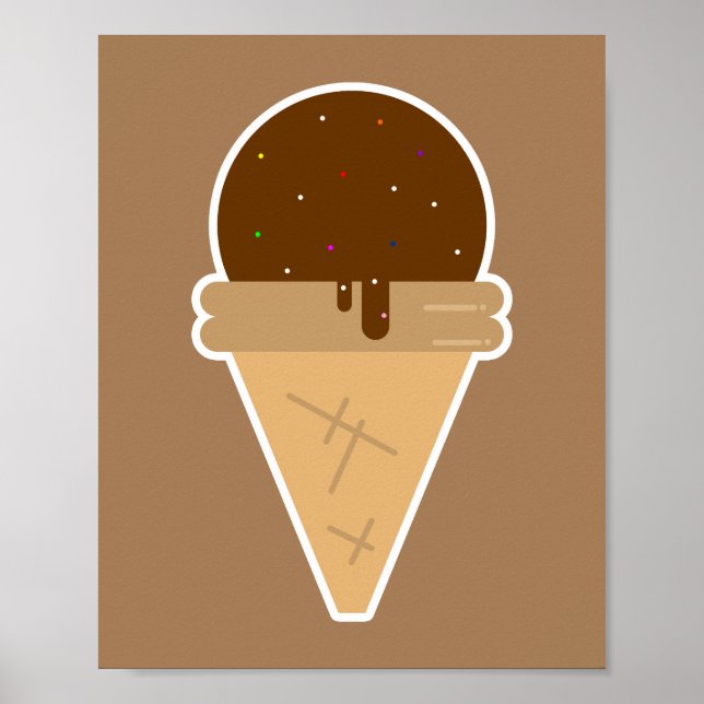 Ice cream flat clipart illustration poster (Front)