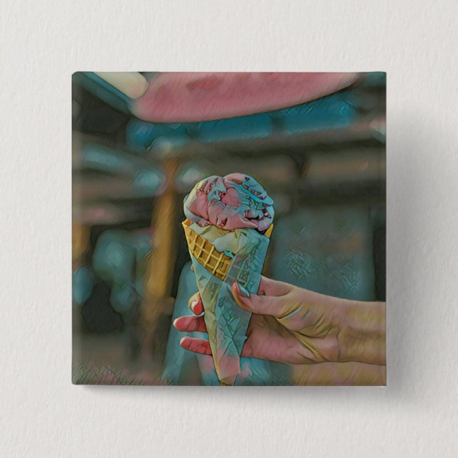 Ice cream flavour 2 inch square button (Front)