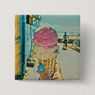 Ice cream flavour 2 inch square button