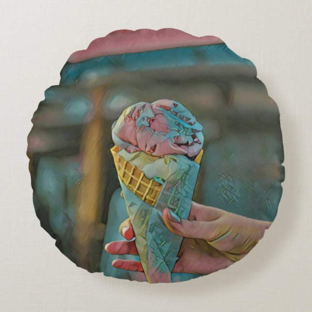 Ice cream flavour round pillow (Front)