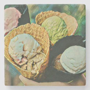 Ice cream flavour stone coaster