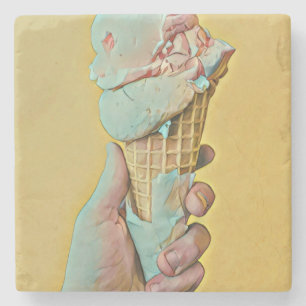 Ice cream flavour stone coaster