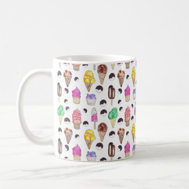 Ice cream Flavours Watercolor Pattern Mug (Left)