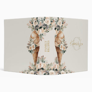 Ice Cream Floral Boho Bridal Shower Family Recipes Binder