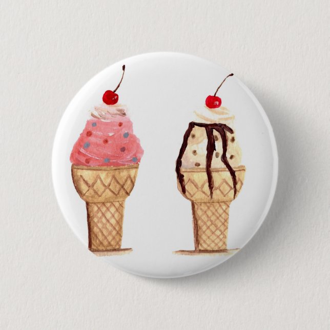 Ice cream food 2 inch round button (Front)