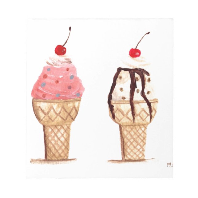 Ice cream food watercolor dessert sweet chef  notepad (Front)