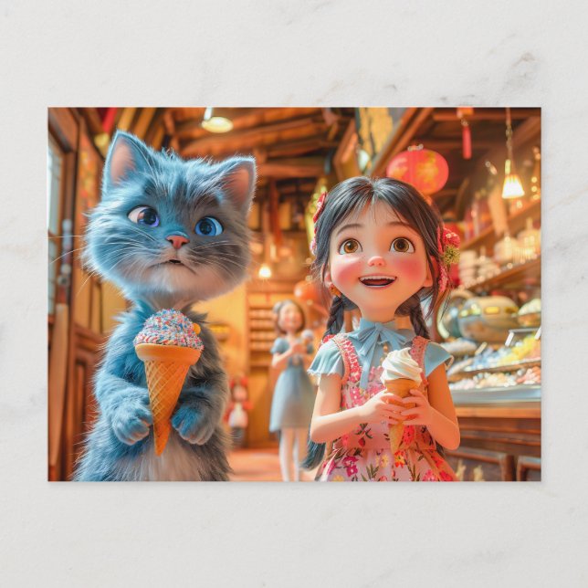 Ice Cream Fun at the Lantern Market Holiday Postcard (Front)