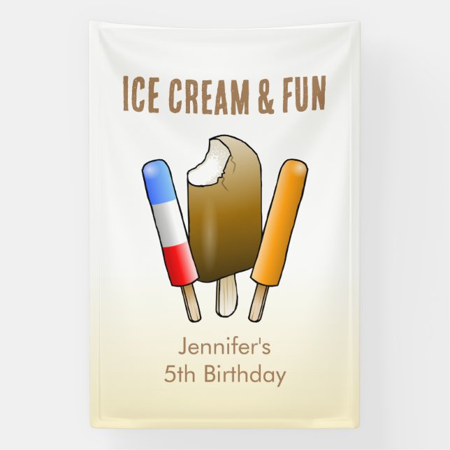 Ice Cream & Fun Birthday Banner (Vertical)