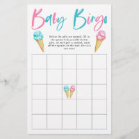 Ice Cream Gender Reveal Party Baby Bingo Game