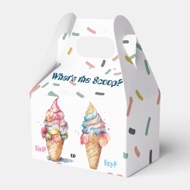 Ice Cream Gender Reveal Party Favor Box (Front Side)