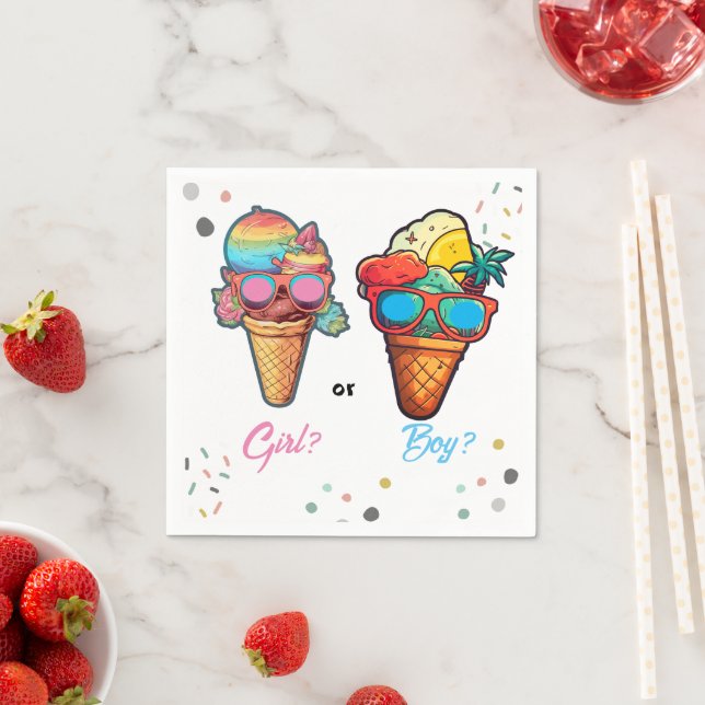 Ice Cream Gender Reveal Party  Napkin (Insitu)