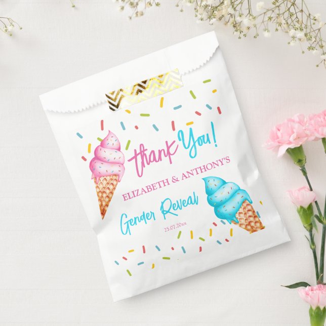 Ice cream gender reveal thank you favour bag (Sealed)