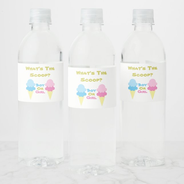Ice Cream Gender Reveal Water Bottle Label (Bottles)