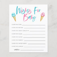 Ice Cream Gender Reveal Wishes for Baby Card
