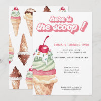 Ice Cream Girl Birthday Scoop Invitation