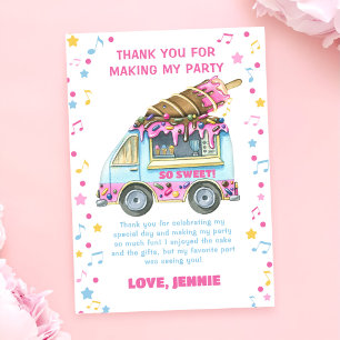 Ice Cream Girls Birthday Party Thank You Card