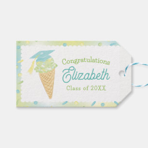Ice Cream Graduation Party Blue Green Gift Tags