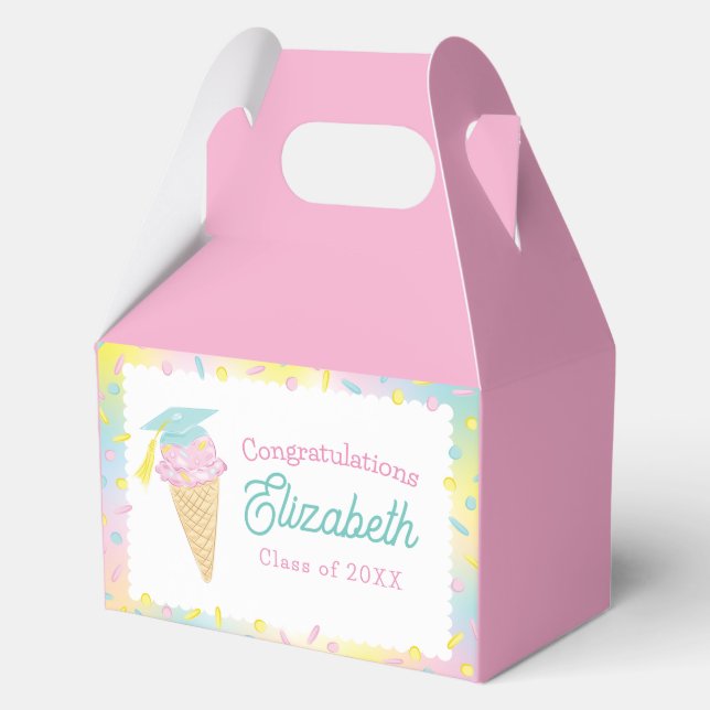 Ice Cream Graduation Party Favor Box (Front)